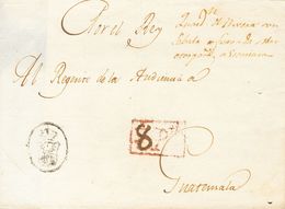 (1813ca). MADRID A GUATEMALA. Marca De CORREO REAL (similar A La P.E.61) Y Marca De Porte "7 Pta" Rectificada De Forma M - Otros & Sin Clasificación