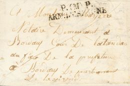 1823. MADRID A BURDEOS (FRANCIA). Marca P.(M)P. / ARM. D'ESPAGNE, En Negro Aplicada Durante El Periodo De Los "Cien Mil  - Andere & Zonder Classificatie