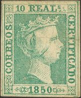 10 Reales Verde (doblez Horizontal). MAGNIFICO. Cert. CEM. - Otros & Sin Clasificación