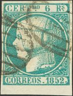 6 Reales Azul Verdoso, Borde De Hoja. Color Muy Intenso. PIEZA DE LUJO. - Autres & Non Classés