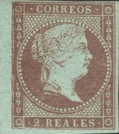 2 Reales Violeta, Borde De Hoja. PIEZA DE LUJO. Cert. GRAUS. - Andere & Zonder Classificatie