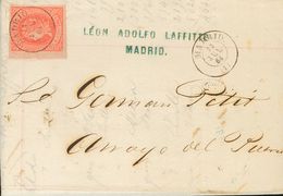 1864. 4 Cuartos Rojo, Borde De Hoja. MADRID A ARROYO DEL PUERCO (CACERES). Matasello MADRID / (1). MAGNIFICA Y RARISIMA, - Autres & Non Classés