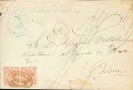 1868. 50 Mils Castaño Amarillo, Pareja. POLLENSA (BALEARES) A PALMA DE MALLORCA. Matasello Especial Oval CARTERIA DE / P - Autres & Non Classés