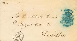 1876. MADRID A SEVILLA. Marca De Franquicia CONGRESO / CORREOS, En Azul (corte Diagonal Que No Afecta A La Marca). BONIT - Andere & Zonder Classificatie