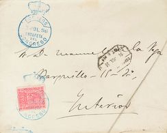 1896. Sin Valor, Rosa. Correo Interior De MADRID. Matasello CORREOS / ESTAFETA / DEL / CONGRESO, En Azul. MAGNIFICA. - Otros & Sin Clasificación