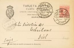 1906. 10 Cts Rojo. Tarjeta Postal De MADRID A KIEL (ALEMANIA). Matasello ESTAFETA ESTE / MADRID. MAGNIFICA. - Other & Unclassified