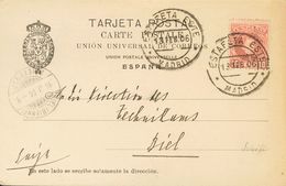 1906. 10 Cts Rojo. Tarjeta Postal De MADRID A KIEL (ALEMANIA). Matasello ESTAFETA ESTE / MADRID. MAGNIFICA. - Andere & Zonder Classificatie