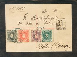 1902. 5 Cts Verde, 10 Cts Rojo, 15 Cts Lila Castaño Y 20 Cts Negro. Certificado De PUENTEDEUME A BASILEA (SUIZA). Matase - Other & Unclassified