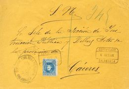 1908. 25 Cts Azul. Certificado De SALAMANCA A CACERES. Marca De Franquicia GOBIERNO CIVIL DE LA PROVINCIA / SALAMANCA (l - Other & Unclassified