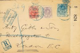 1917. 10 Cts Rojo, 15 Cts Violeta Y 25 Cts Azul. Certificado De MADRID A LONDRES. Matasello CONGRESO DE LOS DIPUTADOS, E - Other & Unclassified