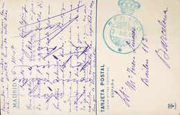 1909. Tarjeta Postal De MADRID A BARCELONA. Marca De Franquicia SENADO / *, En Azul. MAGNIFICA. - Sonstige & Ohne Zuordnung