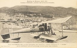Tarjeta Postal Fotográfica De Uno De Los Aviones Participantes En El Rally Aerien De Mónaco De 1913. MAGNIFICA. - Autres & Non Classés