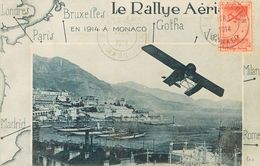 1914. Sin Valor, Rojo RALLY AERIEN. Tarjeta Postal Del Rally Aéreo Internacional De Mónaco. Matasello RALLY AERIEN / MON - Other & Unclassified