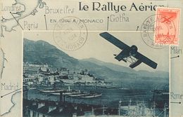 1914. Sin Valor, Rojo RALLY AERIEN. Tarjeta Postal Del Rally Aéreo Internacional De Mónaco. Matasello RALLY AERIEN / MAD - Autres & Non Classés