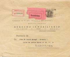 1929. 50 Cts Castaño. Faja De Periódico Reembolso De MADRID A BARCELONA. Al Dorso Llegada. MAGNIFICA. - Autres & Non Classés
