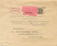 1929. 50 Cts Castaño. Faja De Periódico Reembolso De MADRID A BARCELONA. Al Dorso Llegada. MAGNIFICA. - Sonstige & Ohne Zuordnung