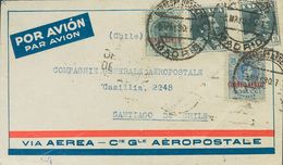 1930. 1 Pts Pizarra, Dos Sellos, 25 Cts Azul Y 50 Cts Azul Verdoso. MADRID A SANTIAGO DE CHILE. Circulada En El Primer V - Other & Unclassified