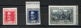 30 Cts Carmín, 50 Cts Azul Y 1 Pts Pizarra. SIN DENTAR. MAGNIFICOS. (Edifil 2020: 356€) - Other & Unclassified