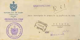 1937. Certificado De MALAGA A LA HABANA (CUBA). Marca De Franquicia CORRESPONDENCIA OFICIAL CONSULAR / FRANQUICIA POSTAL - Andere & Zonder Classificatie