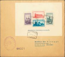 1938. Hoja Bloque. Certificado De BURGOS A ZURICH (SUIZA). Al Dorso Llegada. MAGNIFICA. - Other & Unclassified