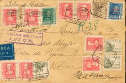 1938. 30 Cts Rosa, Nueve Sellos (uno Al Dorso) Y Diversos Valores. Certificado De GIJON A LA HABANA (CUBA). Al Dorso Trá - Other & Unclassified