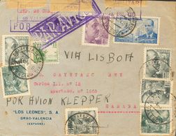 1939. 40 Cts Verde Gris, Dos Sellos, 1 Pts Pizarra, Cuatro Sellos, 4 Pts Violeta, 15 Cts Verde Y 1 Pts Azul. VALENCIA A  - Other & Unclassified