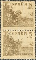 5 Cts Sepia, Pareja. Variedad IMPRESO EN EL LADO DE LA GOMA. MAGNIFICA. (Edifil 2015: +57€) - Other & Unclassified