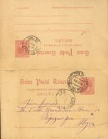 1884. 10 Cts+10 Cts Carmín Sobre Tarjeta Entero Postal (de Ida Y Vuelta), La Ida Circulada De BARCELONA A TIPASA (ARGELI - Otros & Sin Clasificación