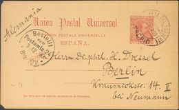 1890. 10 Cts Carmín Rosa Sobre Tarjeta Entero Postal De MADRID A BERLIN (ALEMANIA). Matasello ESTAFETA DEL NOROESTE Y Ll - Other & Unclassified