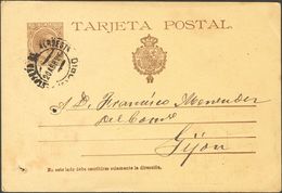 1896. 10 Cts Castaño Sobre Tarjeta Entero Postal De MADRID A GIJON. Matasello ESTAFETA DEL NOROESTE / MADRID. BONITA Y R - Otros & Sin Clasificación