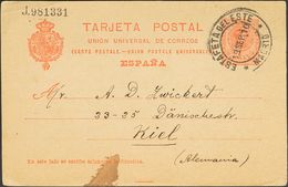 1910. 10 Cts Naranja Sobre Tarjeta Entero Postal De MADRID A KIEL (ALEMANIA). Matasello ESTAFETA DEL ESTE / MADRID. MAGN - Autres & Non Classés