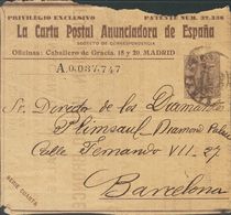 1907. 15 Cts Lila Violeta Sobre Frontal De Entero Postal Privado LA CARTA POSTAL ANUNCIADORA DE ESPAÑA (serie Cuarta) De - Andere & Zonder Classificatie