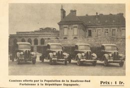 Tarjeta Postal Fotográfica Realizada En Francia CAMIONS OFFERTS PAR LA POPULATION DE LA BANLLEUE SUD PARISIENNE A LA REP - Sonstige & Ohne Zuordnung