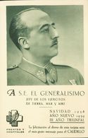 Tarjeta Postal De Felicitación De FRENTES Y HOSPITALES, Con La Efigie De Francisco Franco De Navidad De 1938. MAGNIFICA. - Sonstige & Ohne Zuordnung