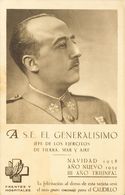 Tarjeta Postal De Felicitación De FRENTES Y HOSPITALES, Con La Efigie De Francisco Franco De Navidad De 1938 (leves Manc - Andere & Zonder Classificatie