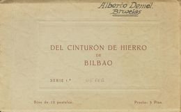 Juego Completo De Doce Tarjetas Postales Fotográficas. CINTURON DE HIERRO DE BILBAO (Serie I), Incluyendo El Carnet Comp - Autres & Non Classés