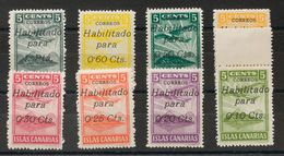 Serie Completa (el 20 Cts Sobre 5 Cts Conservación Habitual). CANARIAS. MAGNIFICA Y RARA. (Allepuz 32/39, Fesofi 16/23) - Autres & Non Classés