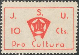10 Cts Rojo. J.S.U. PRO CULTURA. MAGNIFICA Y RARA. (Allepuz 1518, Domenech 1686) - Autres & Non Classés