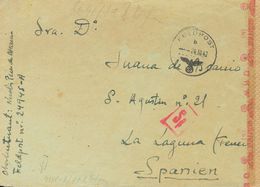 1942. FELDPOST Nº24945A A LA LAGUNA (CANARIAS). El Feldpost Correspondiente Al 2º Grupo De Plana Mayor Y Batería Del Reg - Autres & Non Classés