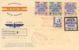 1937. Serie Completa Y Diversos Valores. Certificado De LAS PALMAS A TEGNA (SUIZA). Matasello POR VIA AEREA / LAS PALMAS - Sonstige & Ohne Zuordnung