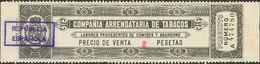 Dos Etiquetas De La COMPAÑIA ARRENDATARIA DE TABACOS Con Sobrecarga REPUBLICA ESPAÑOLA, En Violeta Y Valores 2 Pts En Co - Autres & Non Classés