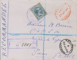 1898. 20 Ctvos Azul. Certificado De FERNANDO POO A PARIS (FRANCIA). En El Frente Fechadores De Tránsito REGISTERED / LIV - Other & Unclassified