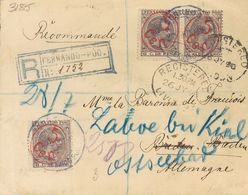 1898. 5 Ctvos Sobre 6 Ctvos Violeta, Tres Sellos. Certificado De FERNANDO POO A BADEN BADEN (ALEMANIA), Reexpedido A LAB - Sonstige & Ohne Zuordnung