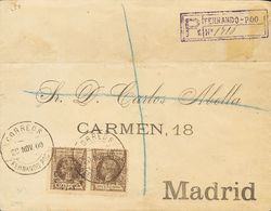 1900. 50 Cts Sobre 20 Ctvos Castaño, Pareja. Certificado De FERNANDO POO A MADRID. Al Dorso Llegada. MAGNIFICA. - Autres & Non Classés