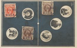 1903. 3 Cts Violeta Castaño, Dos Sellos, 4 Cts Naranja Sobre Tarjeta Postal Ilustrada (sin Circular). Matasello CORREOS  - Other & Unclassified