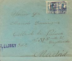 1918. 25 Cts Azul, Pareja. Certificado De ELOBEY A MADRID. Matasello CERTIFICADO / GUINEA ESPAÑOLA / ELOBEY, En Violeta  - Autres & Non Classés