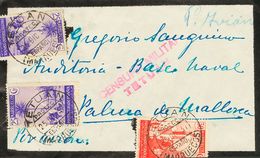 1937. 25 Cts Violeta, Dos Sellos Y 30 Cts Rojo. TETUAN A PALMA DE MALLORCA. Al Dorso Llegada. MAGNIFICA. - Other & Unclassified
