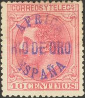 10 Cts Rosa De España. Sobrecarga De Iniciativa Privada AFRICA / RIO DE ORO / ESPAÑA, En Violeta. MAGNIFICO Y RARO. - Other & Unclassified