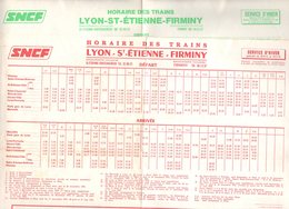 Horaires X2  : SNCF  LYON SAINT ST ETIENNE FIRMINY  1975-76 / Chemin De Fer Train - Europe