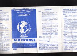 Horaires Et Tarifs : AIR FRANCE 1958 IATA Aviation Services Aériens Au Départ De L'aéroport Lyon Bron - Europe